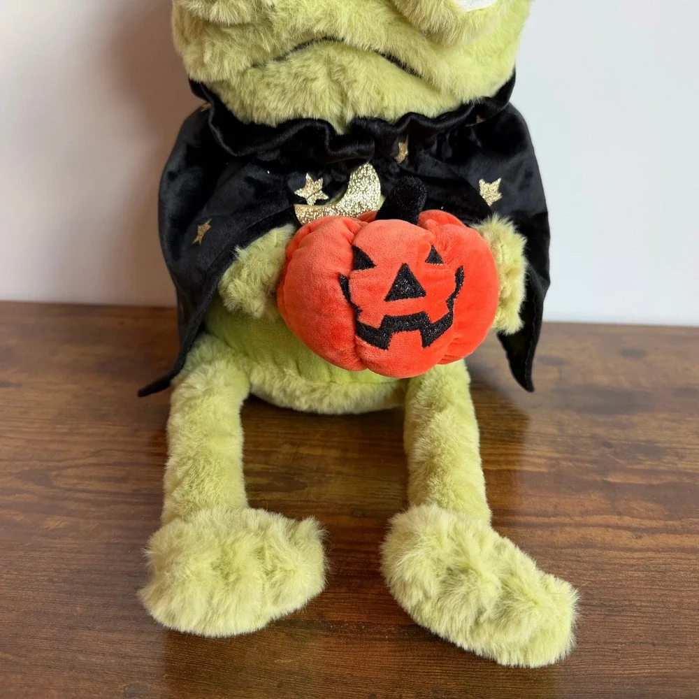 New Moonlight Manor Black Green Wizard Frog Plush Stuffed Animal Shelf Sitter